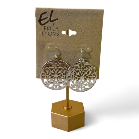 EL by Erika Lyons Chic Silver Filigree Earrings - Picture 2 of 3